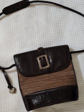 E Collection, Shoulder Bag, Faux Alligator Leather, Metal Buckles